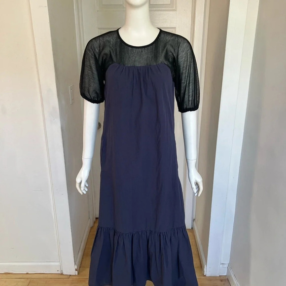 Kurt Lyle Blue Lightweight Maxi Round Neck Balloon Sleeve Dress Size XS - Picture 3 of 9